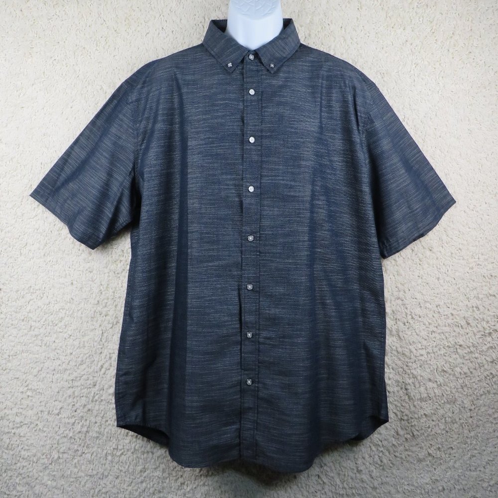 Beverly Hills Polo Club* Men's Short Sleeve Button Down Curved Hem‎ Shirt~ 3XLT